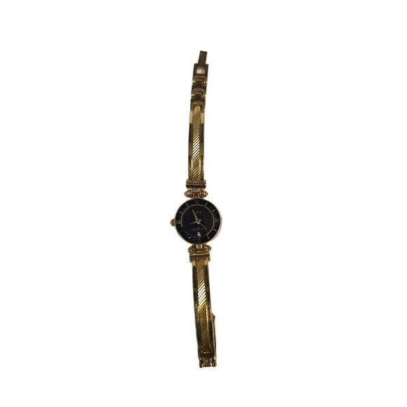 LA Express LAX1343 056-PC21 Gold Tone Watch Black Dial Japan MVT New Battery - Picture 2 of 12